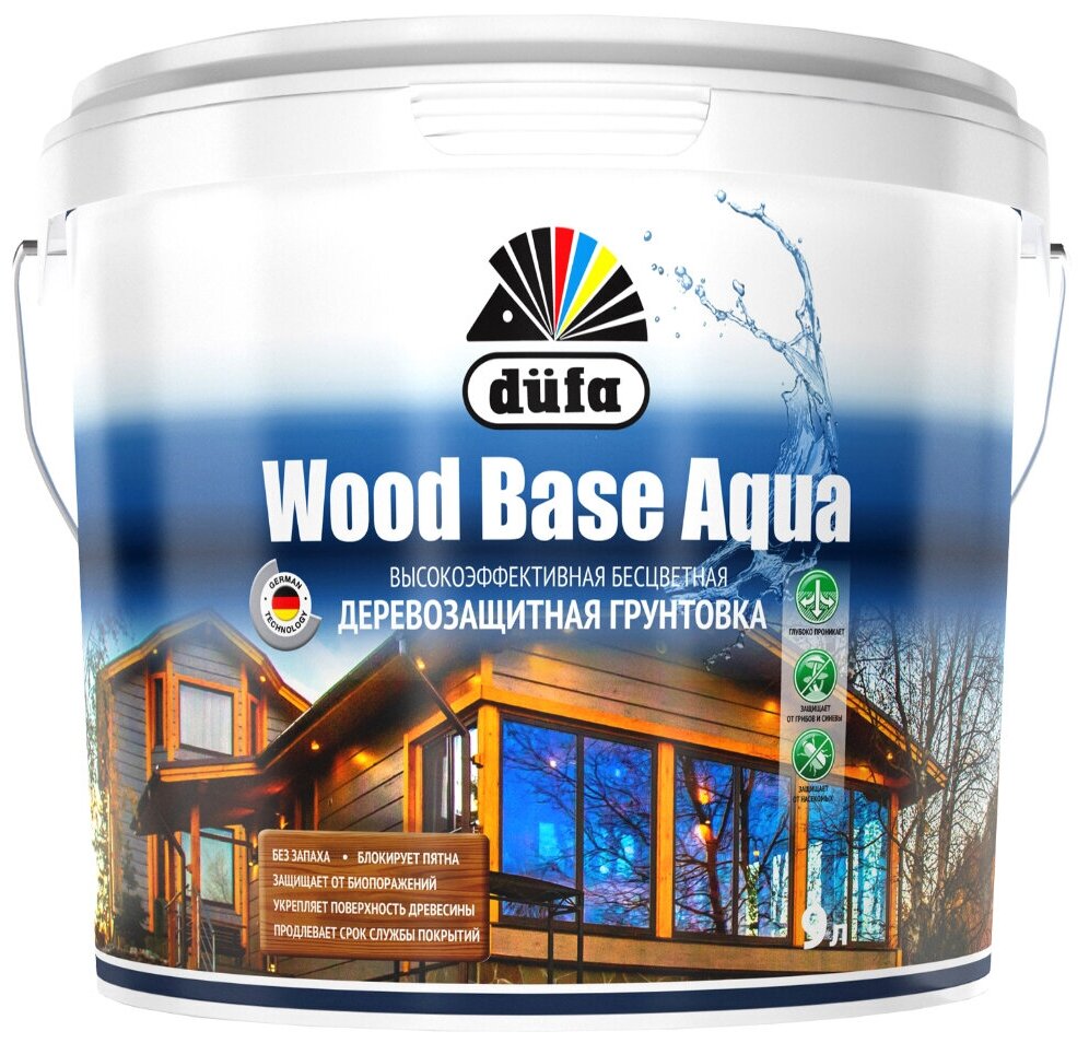 Грунт для защиты древесины Dufa Wood Base Aqua бесцветная 2,5 л. - фотография № 2