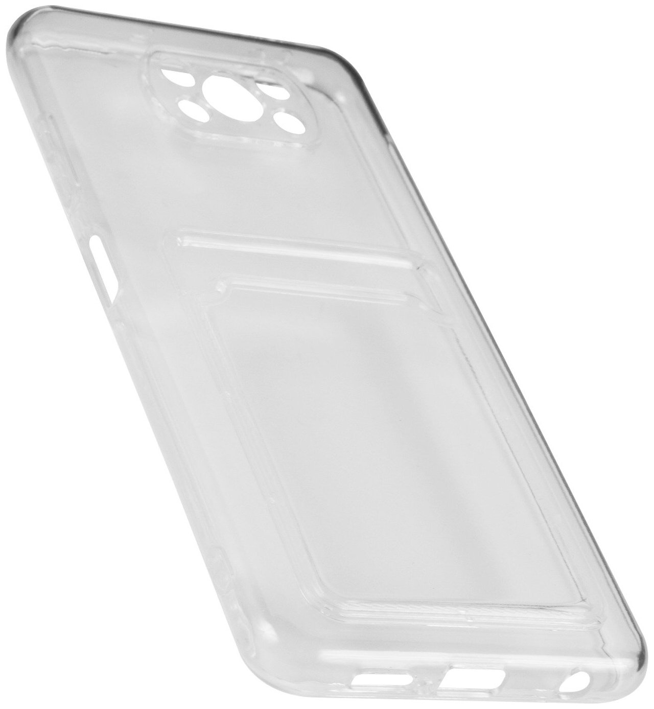 Чехол силиконовый iBox Crystal для Xiaomi Poco X3/X3 Pro, с кардхолдером (прозрачный) - фото №1