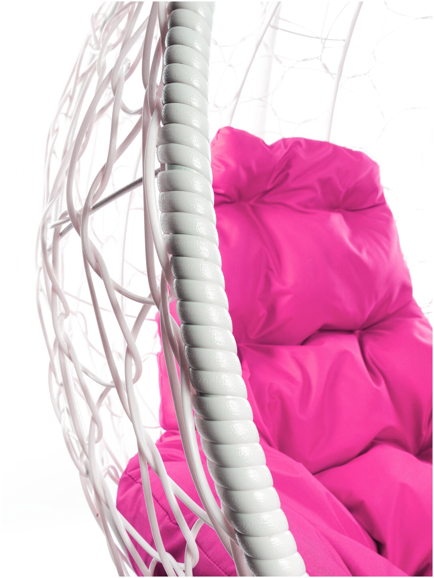 Подвесное кресло m-group капля ротанг белое, розовая подушка - фотография № 10
