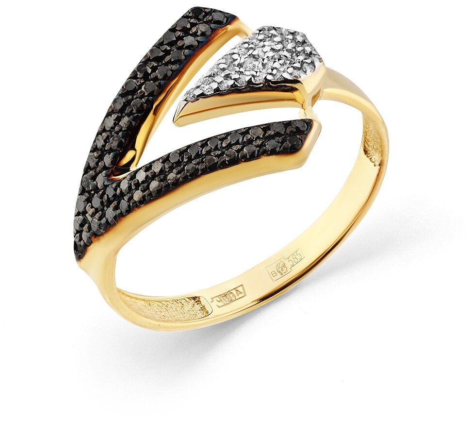 Золотое кольцо из желтого золота с бриллиантом черным бриллиантом 1-307901-00-55 Master Brilliant