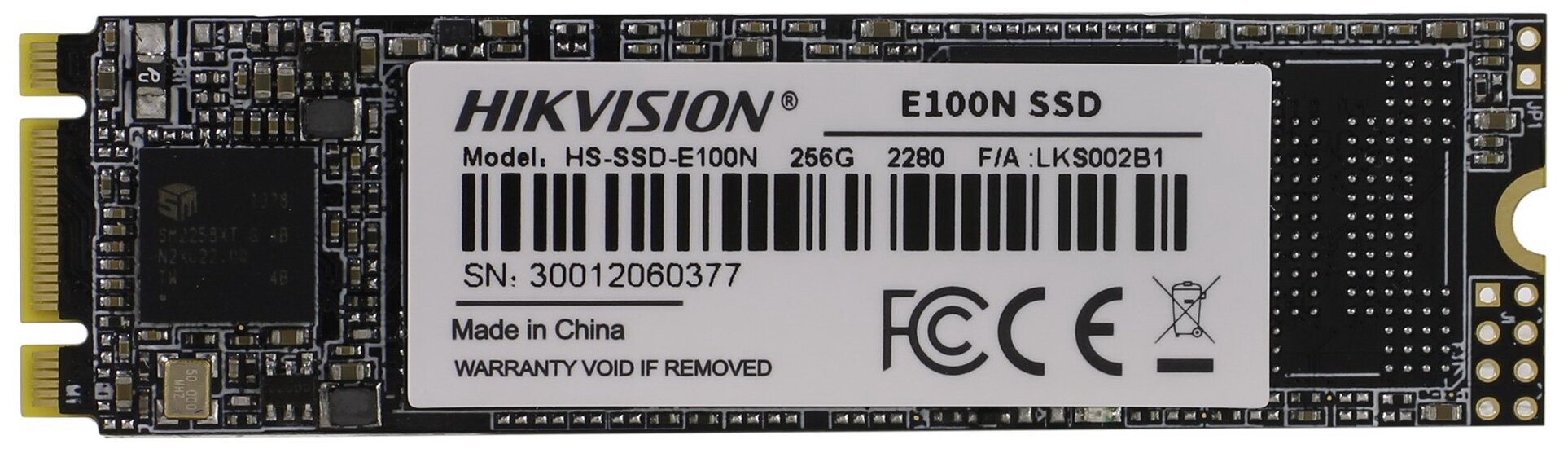 SSD M.2 HIKVision 256GB E100N Series (SATA3, up to 545/480MBs, 3D TLC, 70TBW, 22x80mm)