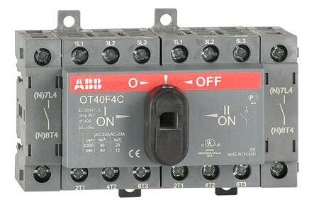 OT40F4C Реверсивный рубильник 4-х полюсный 40А (с ручкой) ABB, 1SCA104934R1001