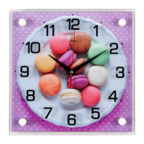фото Часы - картина квадро сладкоежкам, 25х25 см рубин