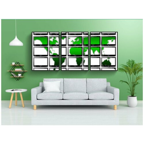 фото Набор модулных постеров для интерьера "монитор, стена монитора, большой экран" 60x90 см. в тубусе, без рамки lotsprints