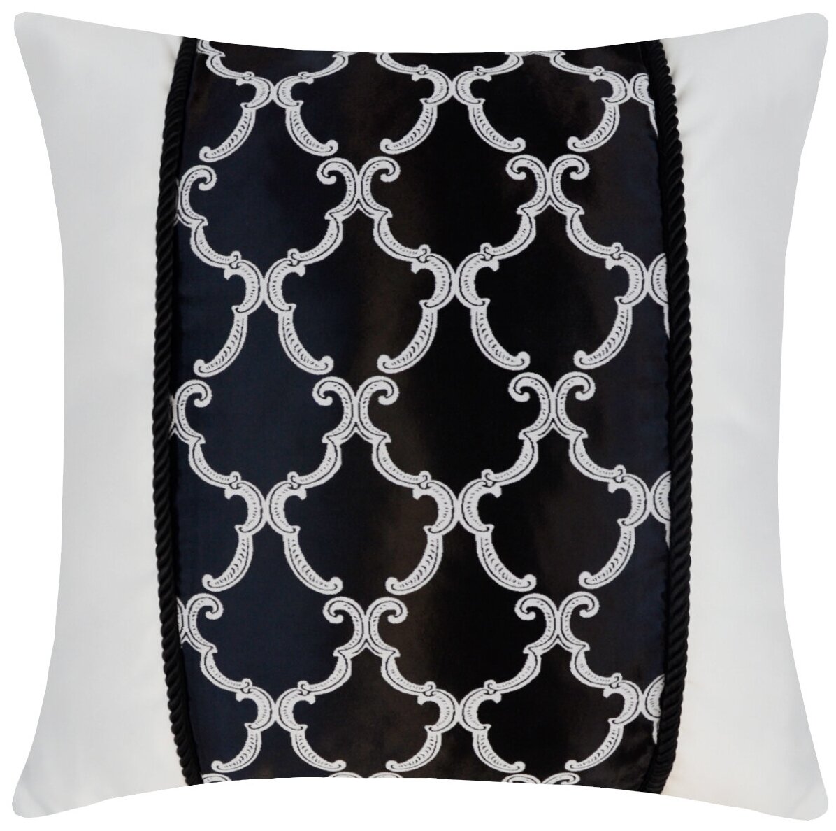 Наволочка - чехол для декоративной подушки на молнии T&I Анкара 45 х 45 см, белый, черный