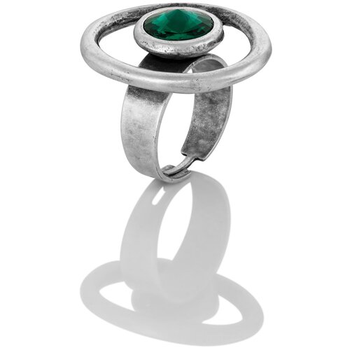 Дизайнерское кольцо с зеленым универсального размера с эффектом состаривания