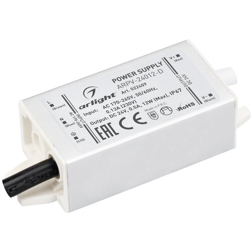 Блок питания (AC-DC) 24V 12W 022409 ARPV-24012D герм IP67 металл блок питания ac dc 24v 200w 09 00900905 tpw 200 24 герм ip67 металл