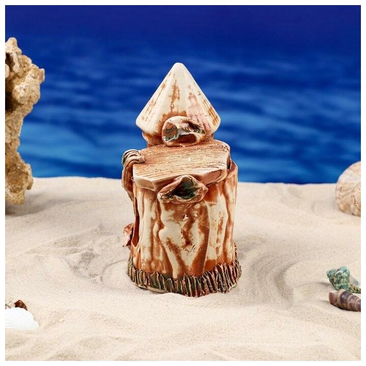 Декорации для аквариума "Черепашник куполок", коричневая, 9х17х12 см - фотография № 4