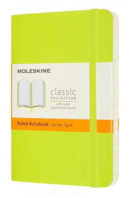 Блокнот Moleskine Classic Soft, 192стр, в линейку, мягкая обложка, лайм [qp611c2]