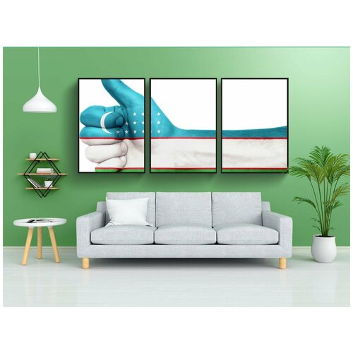 фото Набор модулных постеров для интерьера "узбекистан, флаг, рука" 60x90 см. в тубусе, без рамки lotsprints