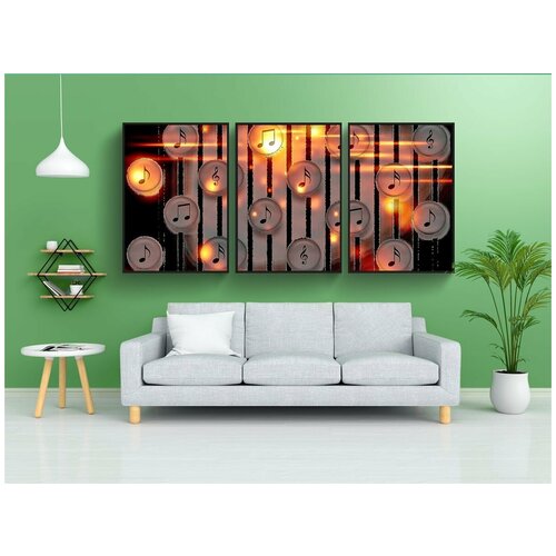 фото Набор модулных постеров для интерьера "музыка, примечания, звук" 60x90 см. в тубусе, без рамки lotsprints