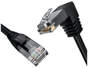 GCR Патч-корд 1.0m UTP кат.6, черный, нижний угол, литой, ethernet high speed, RJ45, T568B