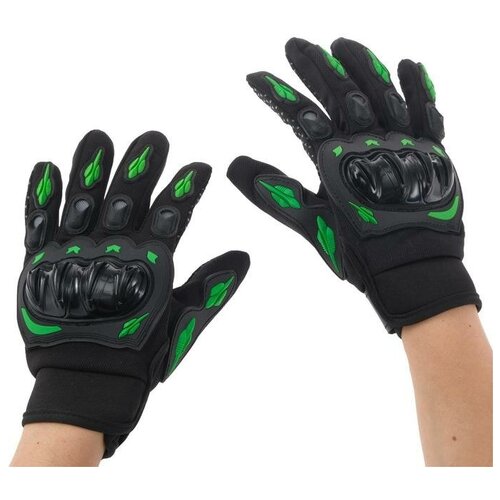 --- Перчатки для езды на мототехнике, с защитными вставками, пара, размер XL, черно-зеленый