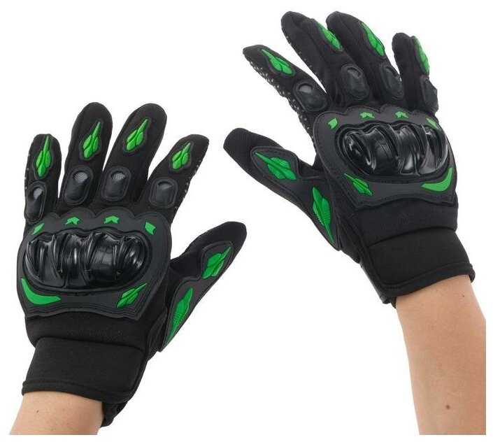 Перчатки для езды на мототехнике, с защитными вставками, пара, размер XL, черно-зеленый 5265037