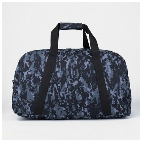фото --- сумка дорожная, отдел на молнии, наружный карман, длинный ремень, цвет синий/камуфляж textura