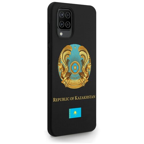Черный силиконовый чехол SignumCase для Samsung Galaxy A12 Герб Казахстана для Самсунг Галакси А12