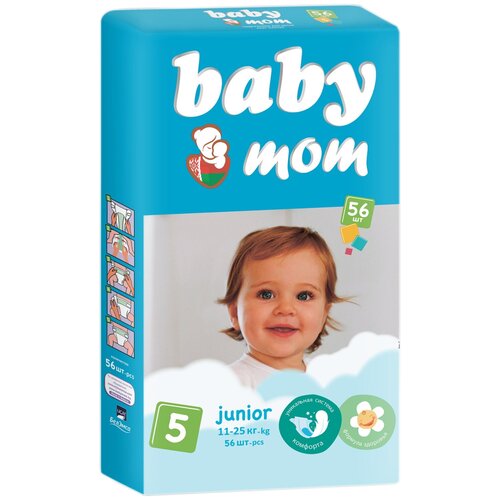 Baby Mom Детские подгузники junior Т5 (11-25 кг), 56 шт