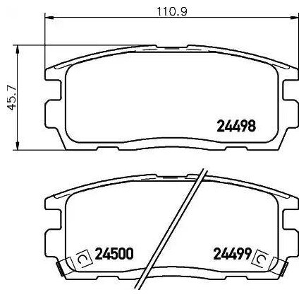 Дисковые тормозные колодки задние NISSHINBO NP-6074 (4 шт.)