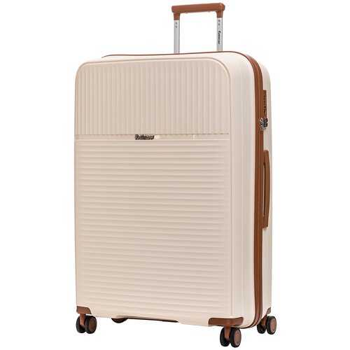 Чемодан Robinzon Madeira Plus, 104 л, размер L, бежевый чемодан robinzon madeira plus 37 л размер s белый