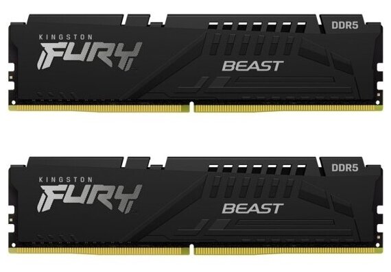 Оперативная память Kingston DDR5 32Gb (2x16Gb) 5600MHz pc-44800 FURY Beast Black (KF556C40BBK2-32)