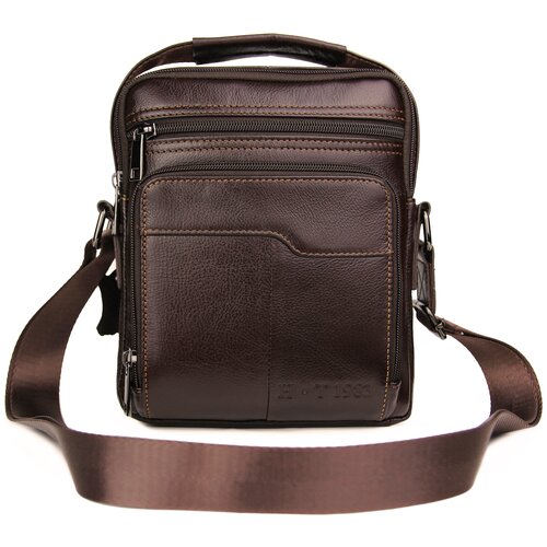 Сумка кросс-боди H.T. 1983.8, фактура гладкая, кофейный