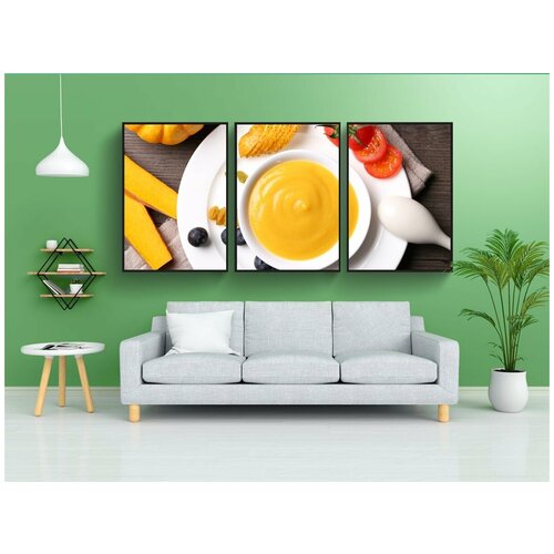 фото Модульный постер "тарелка, питание, завтрак" 180x90 см. из 3х частей в тубусе, без рамки lotsprints