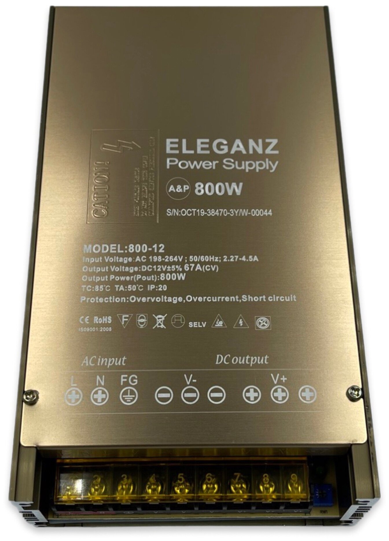 Блок питания для светодиодных лент Eleganz 800Вт 12В IP20