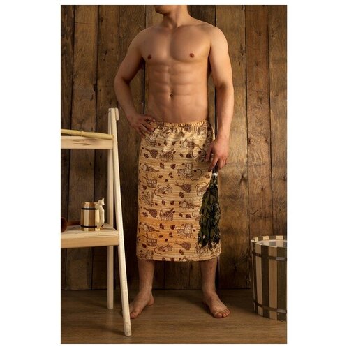 Полотенце для бани "Банька" мужской килт, 75х150 см хлопок, вафельное полотно