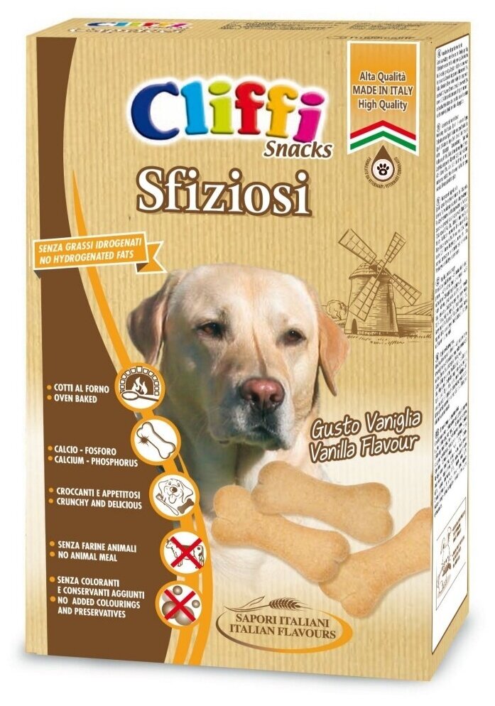 Лакомство Cliffi Sfiziosi для взрослых собак всех пород бисквиты с кальцием 400 гр (1 шт)