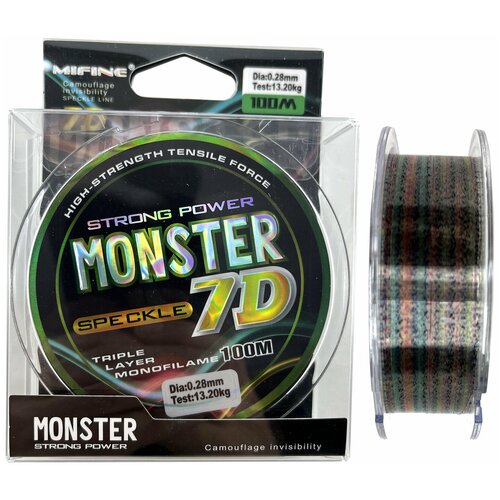 фото Леска карповая monster 7d 100м 0.28мм 13.20кг mifine