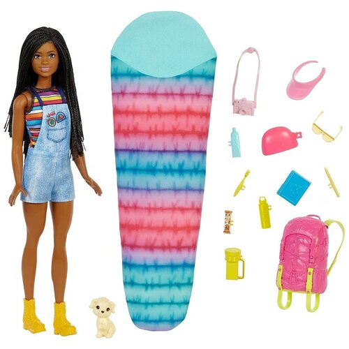 игровой набор barbie бруклин кемпинг кукла с питомцем и аксессуарами hdf74 Кукла Barbie Бруклин, 29 см, HDF74 разноцветный