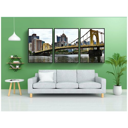 фото Набор модулных постеров для интерьера "америка, питтсбург, мост" 60x90 см. в тубусе, без рамки lotsprints