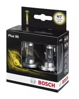 1 987 301 075_комплект ламп накаливания! 12V 55W (H7) PLUS 90 +90% света 2шт\ BOSCH 1987301075