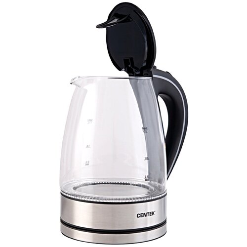 Чайник электрический 17Л 2200ВТ внутр LED подсветка съем фильтр диск стекло СЕРчерн CENTEK 312600₽