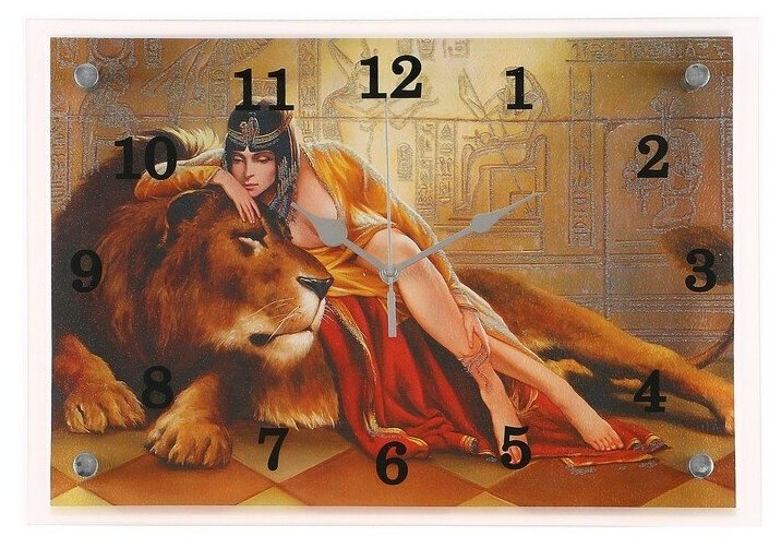 Часы настенные, серия: Животный мир, "Царица со львом", 25х35 см 1019073