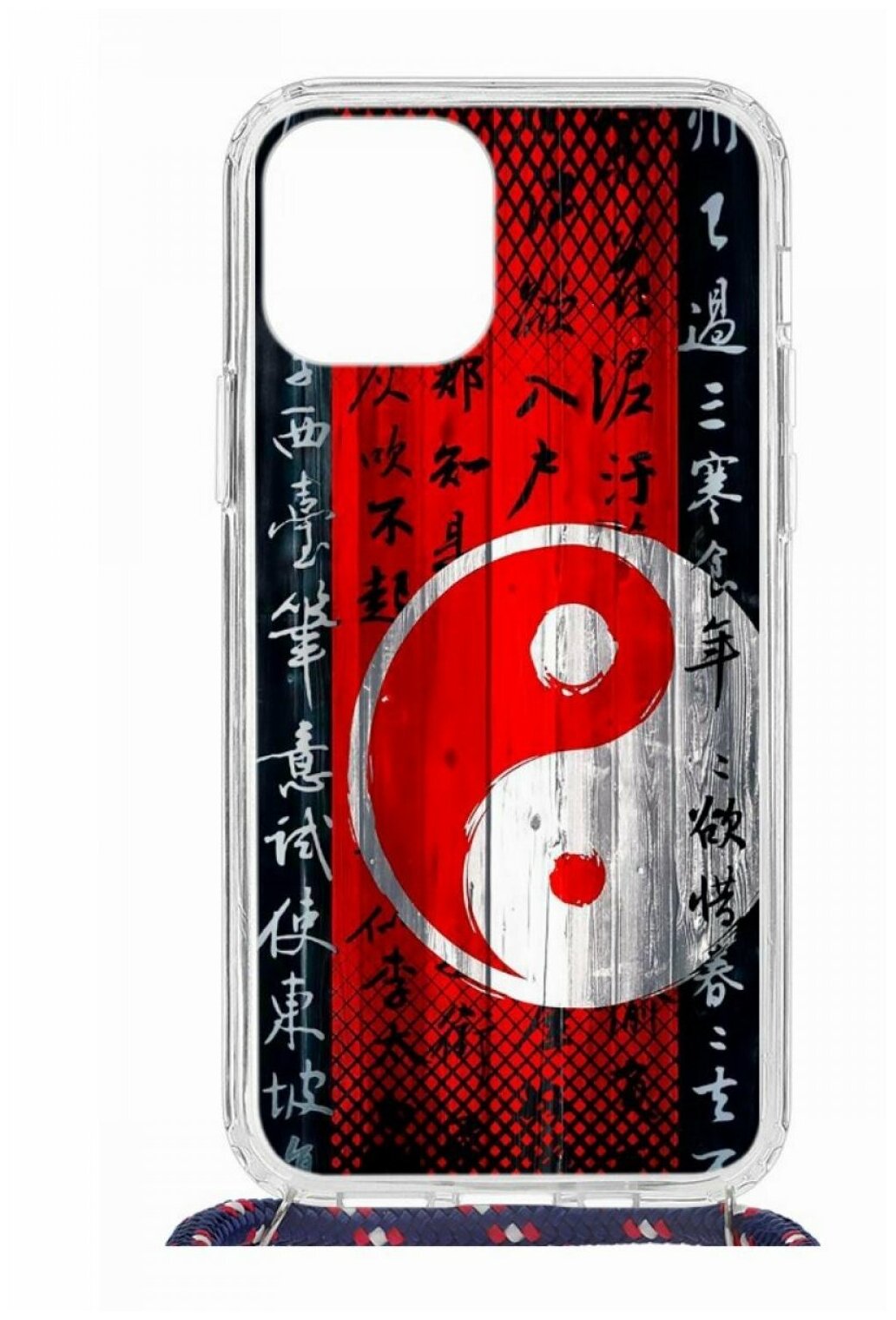 Чехол для Apple iPhone 12,12 Pro Kruche Print MagSafe Magrope Инь Ян,пластиковая накладка со шнурком и рисунком,противоударный силиконовый бампер