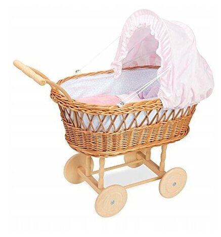 Petitcollin Wicker Doll Pram (Коляска Петитколлин для кукол до 40 см розовая)