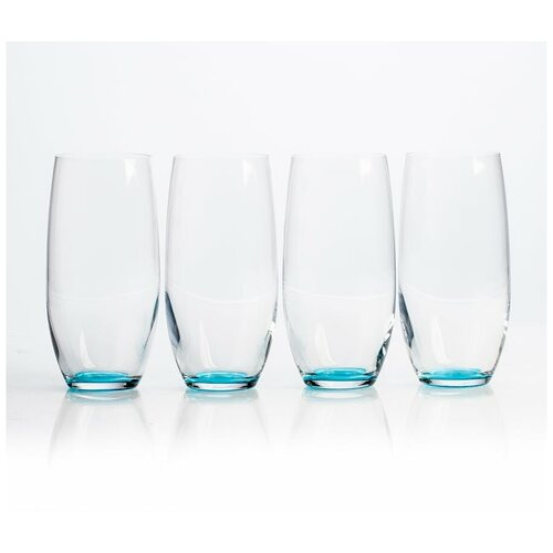 Голубые высокие стаканы 4 шт 470 мл, Шарли, Полло, Crystalite Bohemia