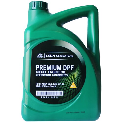 фото Моторное масло синтетическое hyundai premium dpf diesel sae 5w-30 c3 (6л) арт. 05200-00620 mobis