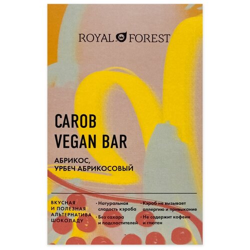 Веганский шоколад "Carob Vegan Bar" абрикос, урбеч абрикосовый (vegan chocolate) Royal Forest | Роял Форест 50г