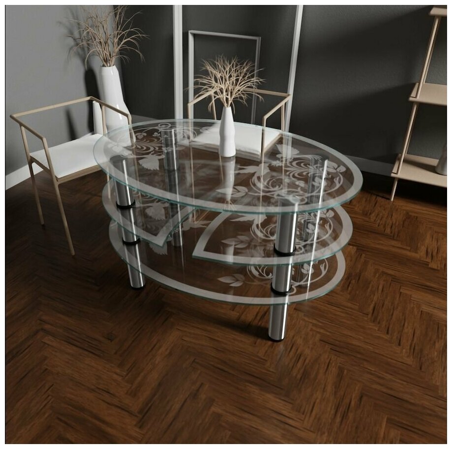 фото Стол журнальный стеклянный Нежность 90х60х55