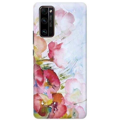 фото Ультратонкий силиконовый чехол-накладка для honor 30 pro+ с принтом "акварельные цветы" gosso