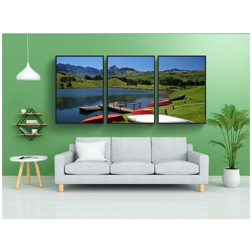 фото Набор модулных постеров для интерьера "драконовы горы, южная африка, озеро" 60x90 см. в тубусе, без рамки lotsprints