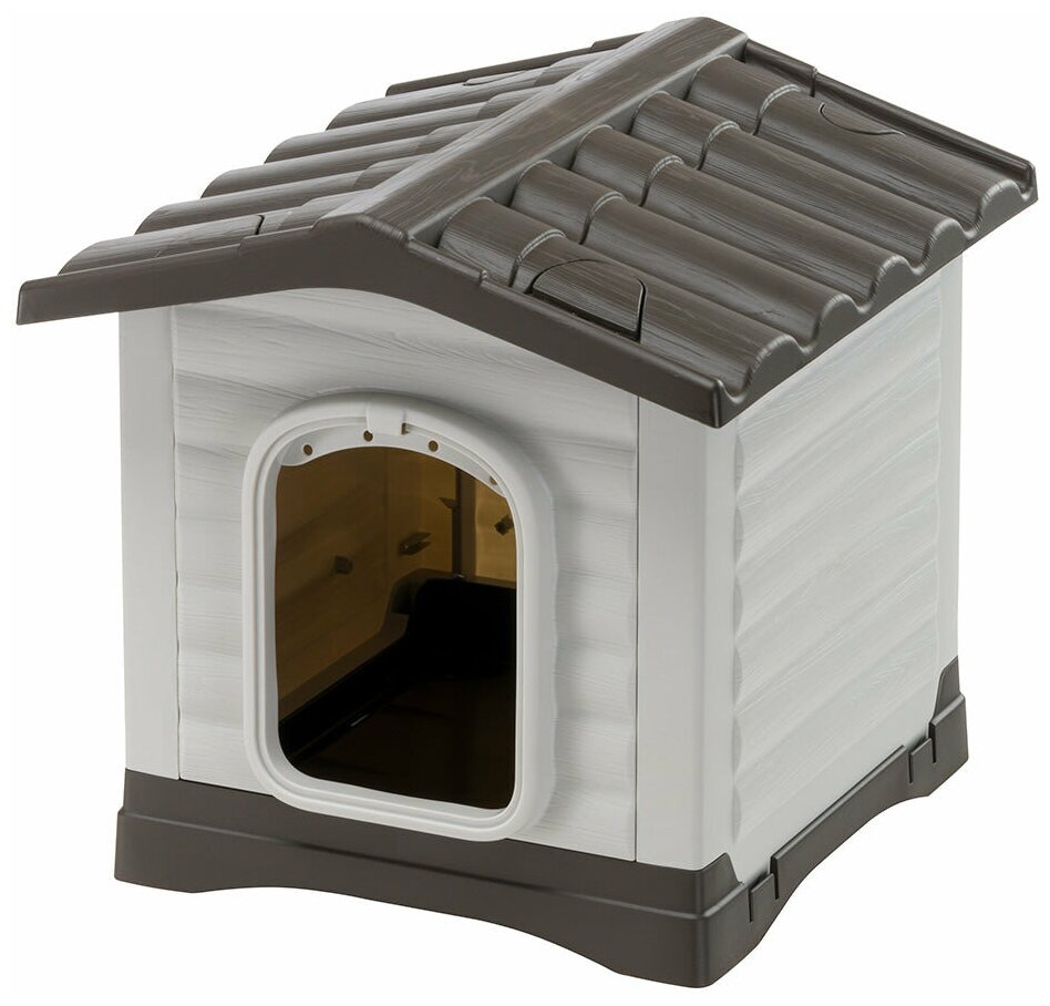 Будка для собак пластиковая Ferplast Dogvilla 50, серый, 43*48*44 см