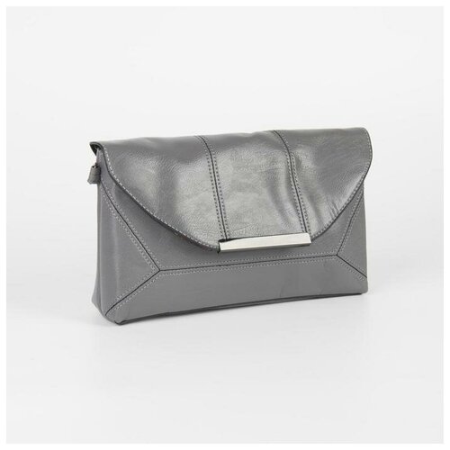 фото Сумка женская, отдел на клапане, длинный ремень, цвет серый mikimarket