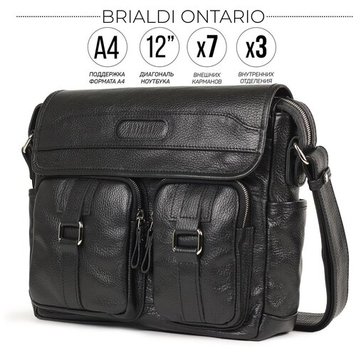 фото Горизонтальная сумка через плечо brialdi ontario (онтарио) relief black