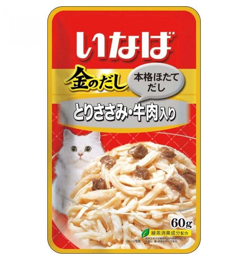 Влажный корм для кошек Inaba Куриное филе и говядина (кусочки в бульоне)
