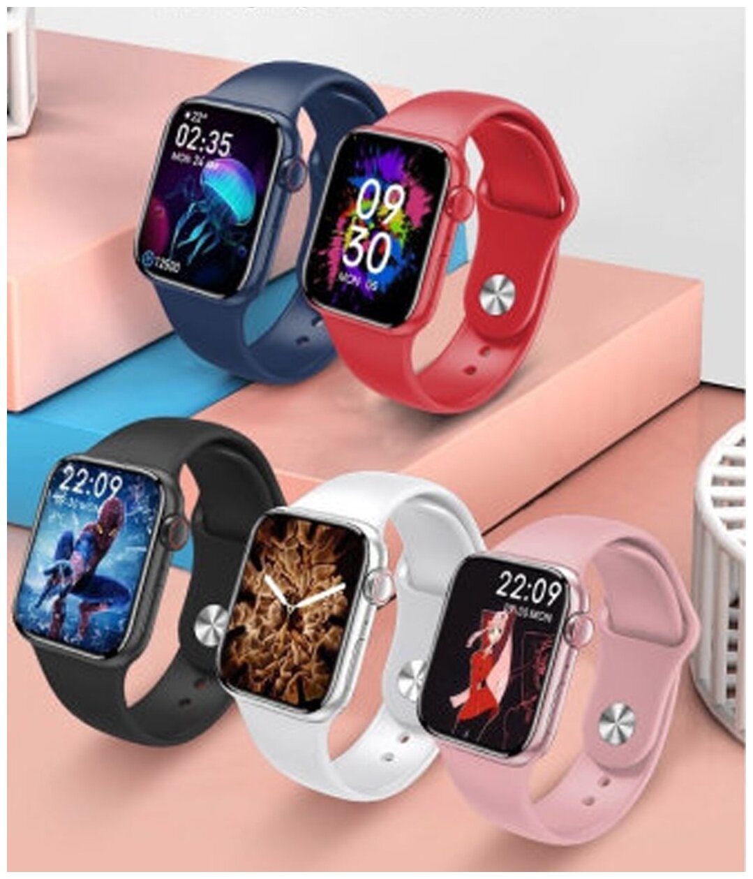 Умные смарт часы 2021, Smart Watch M16 Plus / Розовый