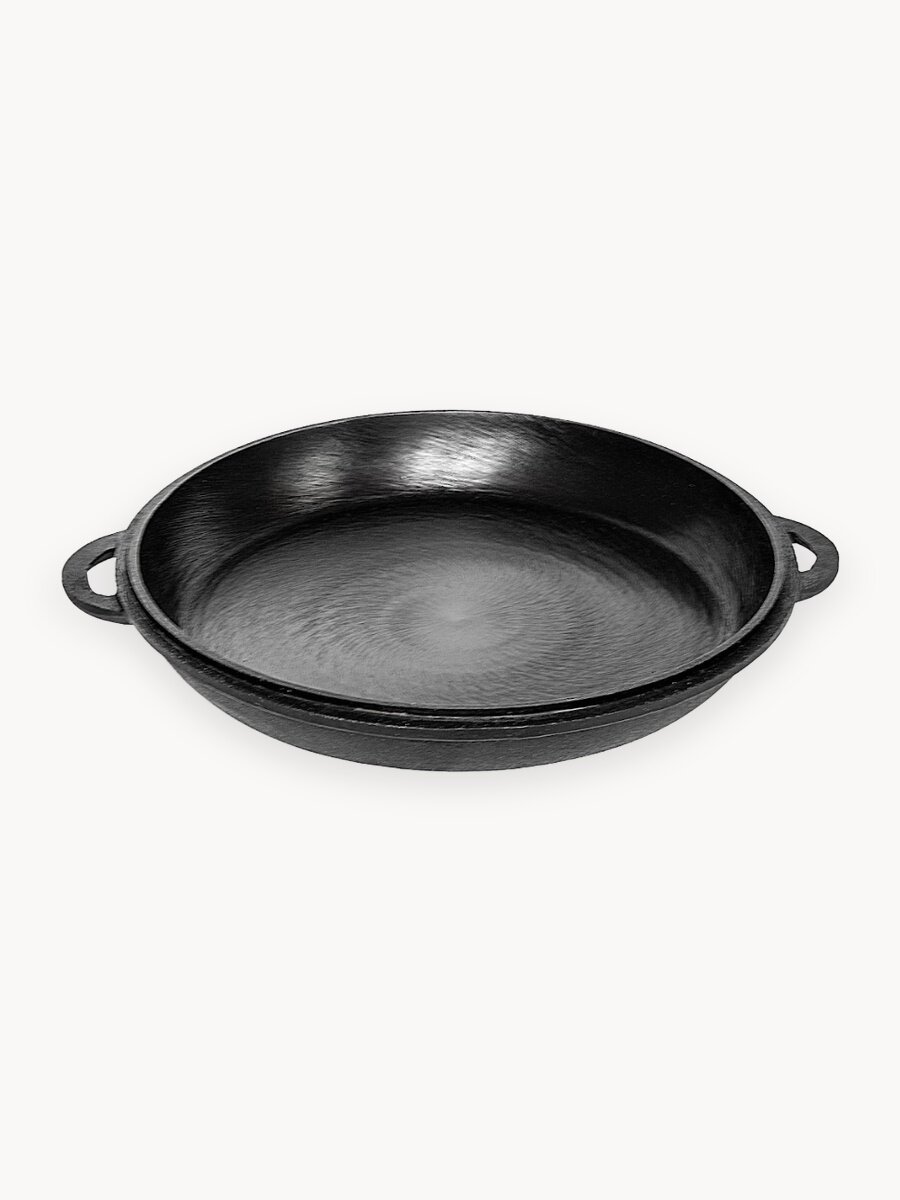 Крышка-сковорода DavrMetall чугунная, диаметр 36 см, для казана 10 литров