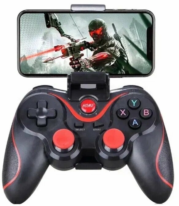 Беспроводной геймпад Wireless Controller x3 с держателем для телефона